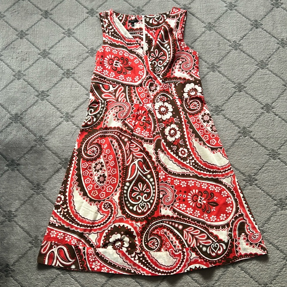 Talbots Red and Brown Paisley Dress